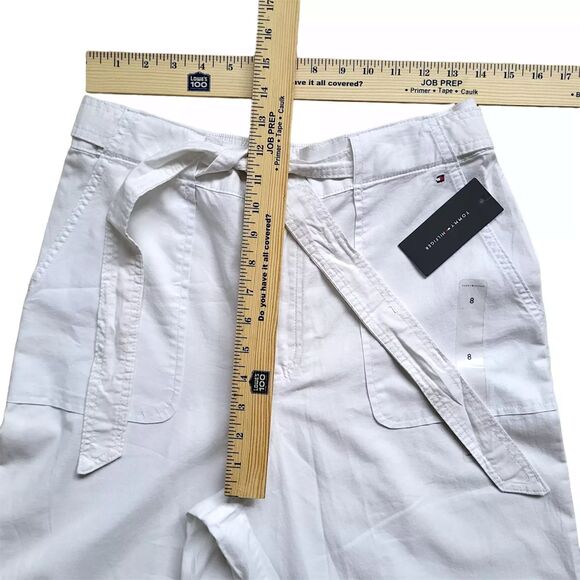 Tommy Hilfiger Wide Leg Pants Womens 8 White High Rise Belted Pockets NWT - Picture 5 of 11